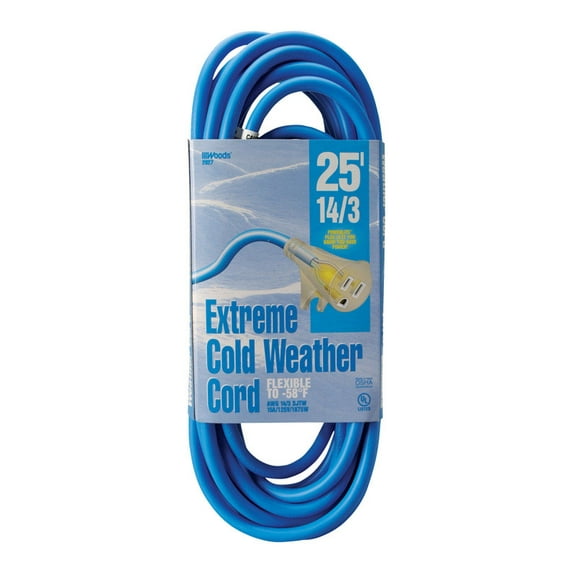 Woods Indoor and Outdoor 25 ft. L Blue Extension Cord 14/3