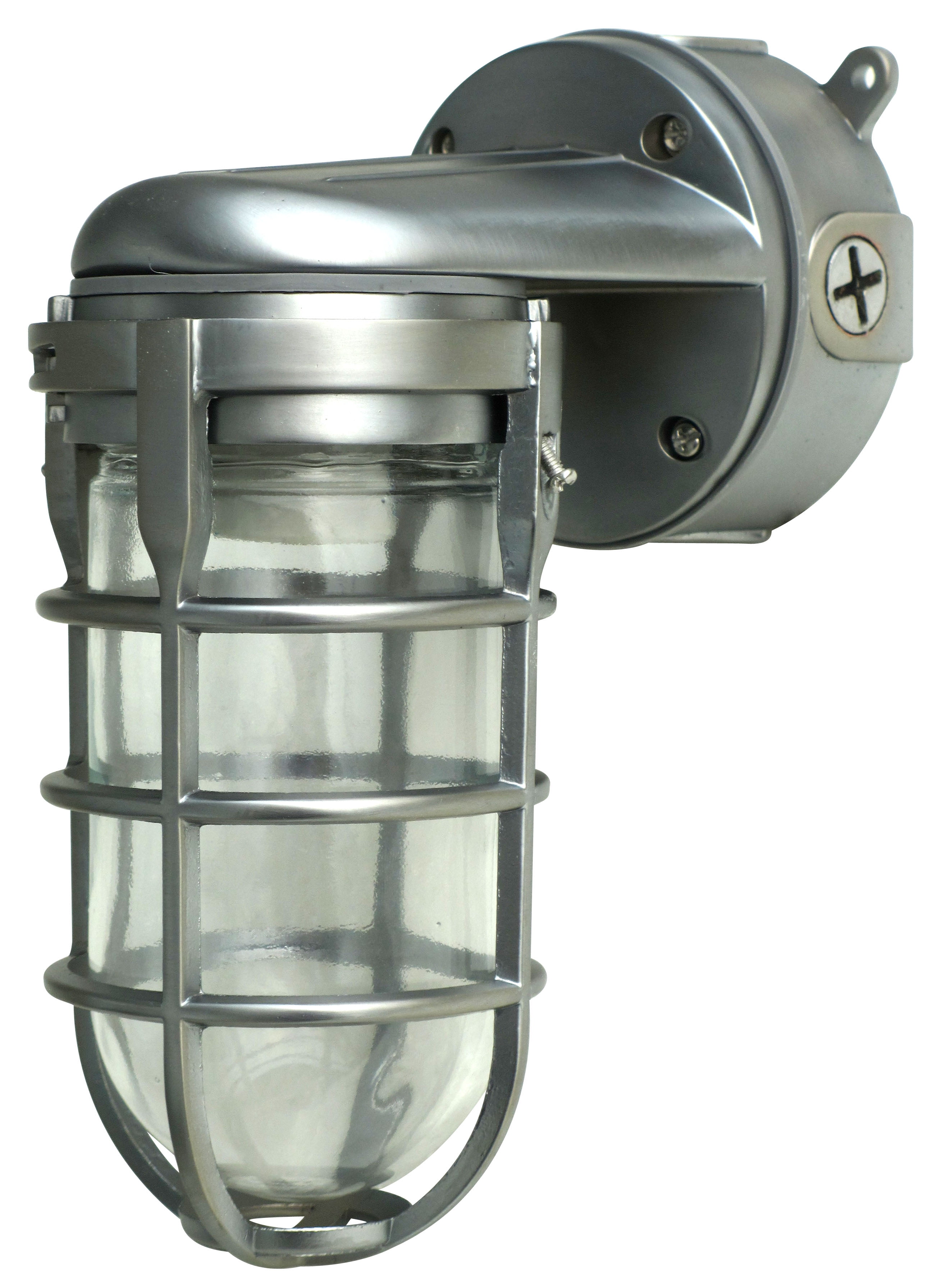 Industrial Silver 4" Hardwired Outdoor Wall Lantern