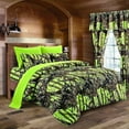 thumbnail image 1 of The Woods Lime Green Camouflage Twin Comforter Set - Premium Luxury Camo Comforter and  Camo Print Pillowcase Camo Bedding for Hunters Cabin or Rustic Lodge Teens Boys and Girls, 1 of 4