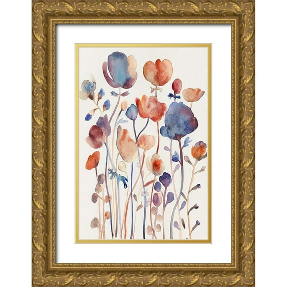 Woods, Maya 11x14 Gold Ornate Wood Framed with Double Matting Museum Art Print Titled - Wild Flowers II