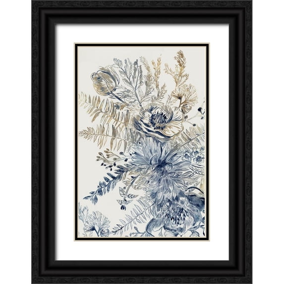 Woods, Maya 13x18 Black Ornate Wood Framed with Double Matting Museum Art Print Titled - Royal Blue II