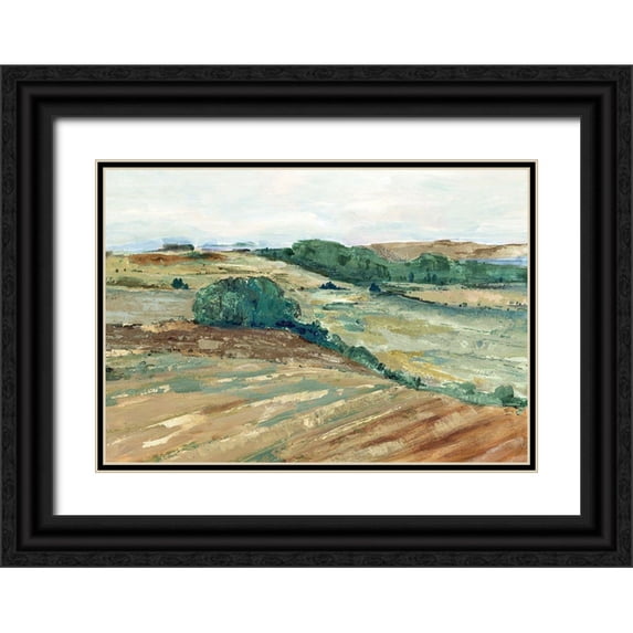 Woods, Maya 24x18 Black Ornate Wood Framed with Double Matting Museum Art Print Titled - Green Prarie