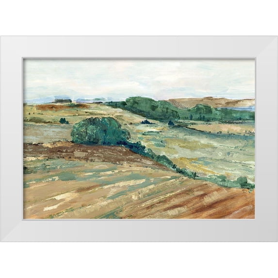 Woods, Maya 24x18 White Modern Wood Framed Museum Art Print Titled - Green Prarie