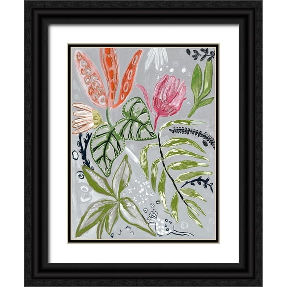 Woods, Maya 25x32 Black Ornate Wood Framed with Double Matting Museum Art Print Titled - Tropical Blooms II