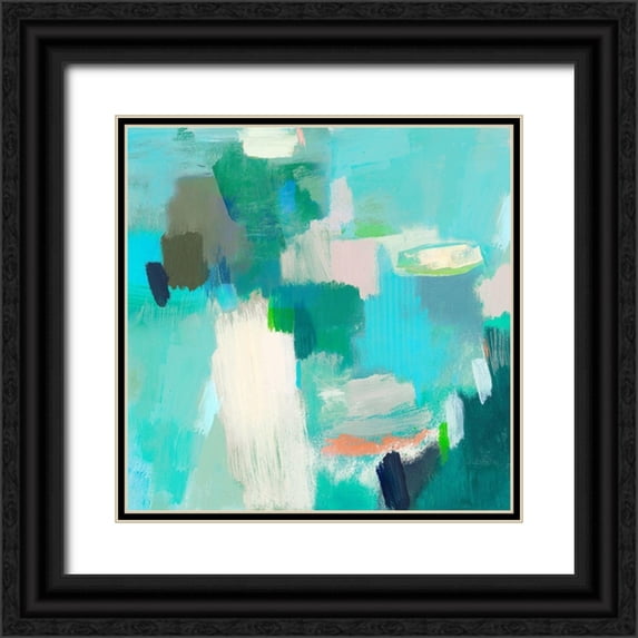 Woods, Maya 26x26 Black Ornate Wood Framed with Double Matting Museum Art Print Titled - Cerulean II