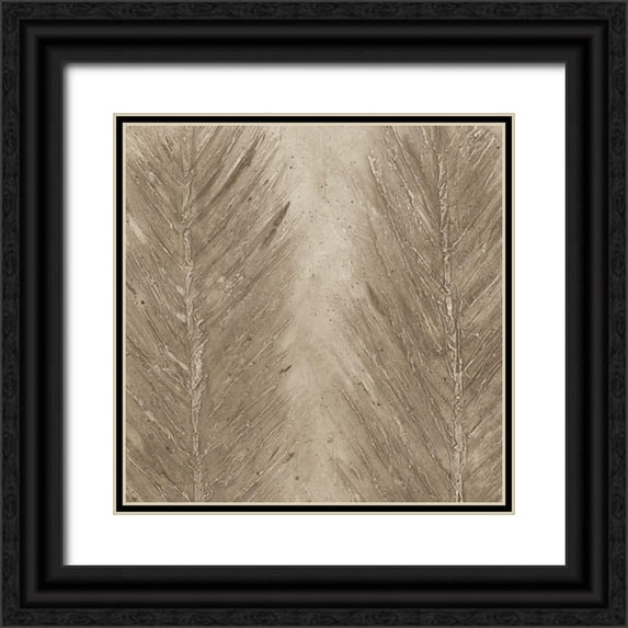 Woods, Maya 26x26 Black Ornate Wood Framed with Double Matting Museum Art Print Titled - Golden Feathers II