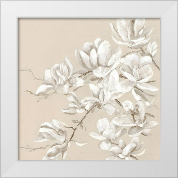 Woods, Maya 26x26 White Modern Wood Framed Museum Art Print Titled - Neutral Magnolia II