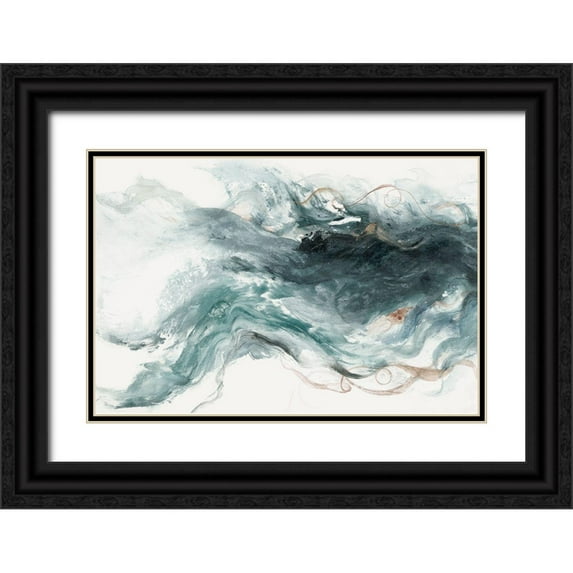 Woods, Maya 32x23 Black Ornate Wood Framed with Double Matting Museum Art Print Titled - Teal Haze