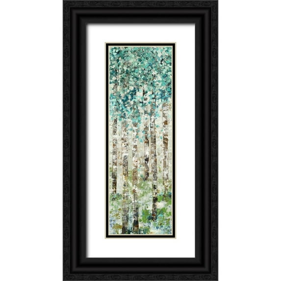 Woods, Maya 9x18 Black Ornate Wood Framed with Double Matting Museum Art Print Titled - Foliage I