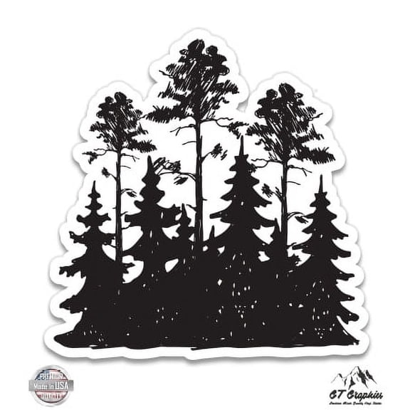 Woods Trees Adventure - 12" Vinyl Sticker Waterproof Decal