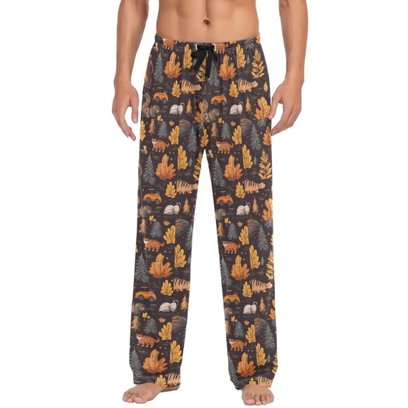 Woods and Bonfires Cartoon Mens Pajama Pant Sleep and Lounge Bottons with Pockets