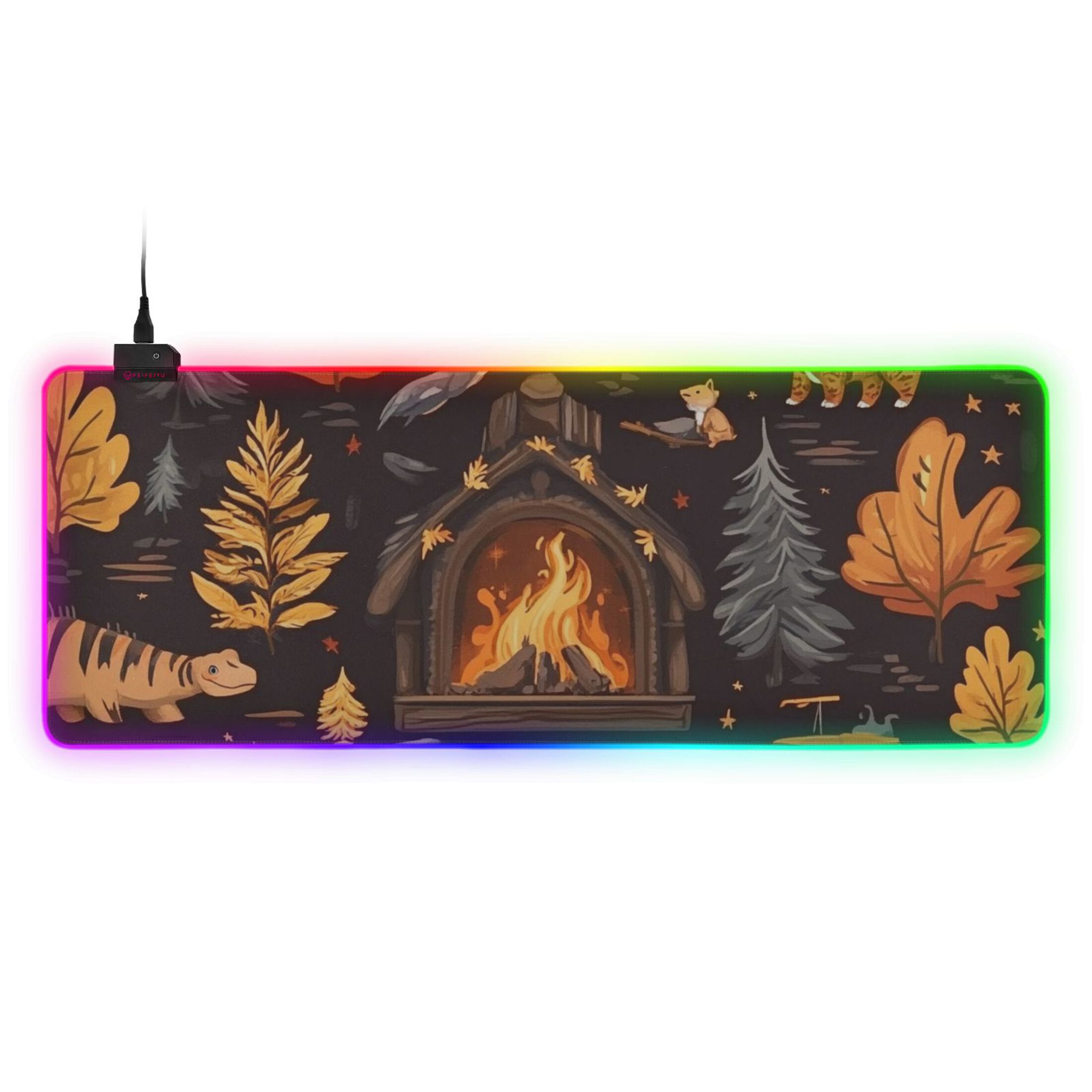 Woods and Bonfires Cartoon RGB Gaming Mouse Pad Large Keyboard Mat ...