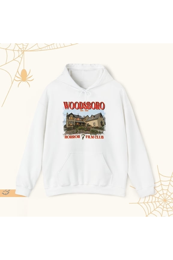 Woodsboro Film Club Halloween Hooded Sweatshirt Soft Cozy Hoodie, Trendy Happy Halloween Fall Hoodie, Trick-or-Treat Hoodie