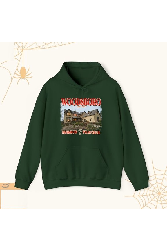 Woodsboro Film Club Halloween Hooded Sweatshirt Soft Cozy Hoodie, Trendy Happy Halloween Fall Hoodie, Trick-or-Treat Hoodie