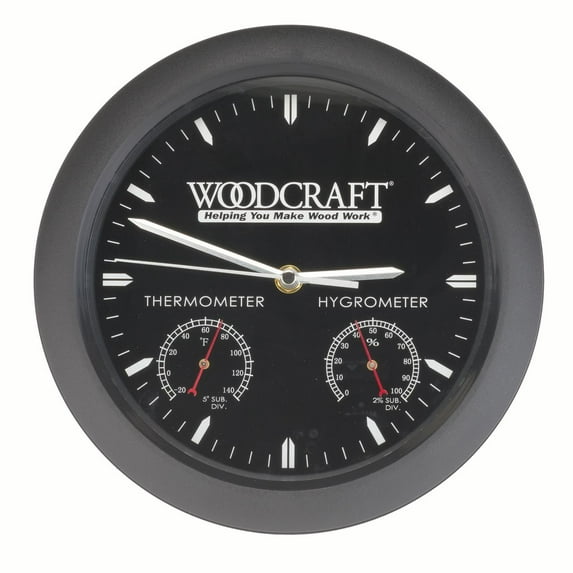 Woodshop Clock With Thermometer And Hygrometer