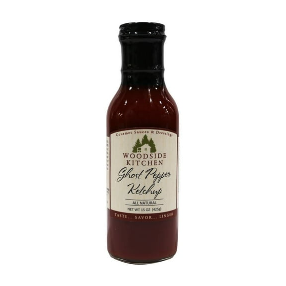 Woodside Kitchen All-Natural Ketchup, Habanero Ghost Flavor, 15 oz Glass Bottle
