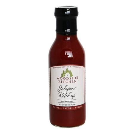 Woodside Kitchen Jalapeno Ketchup, All-Natural, Family Company, Small Batch Made, Gourmet Catsup Condiment, 15 oz bottle