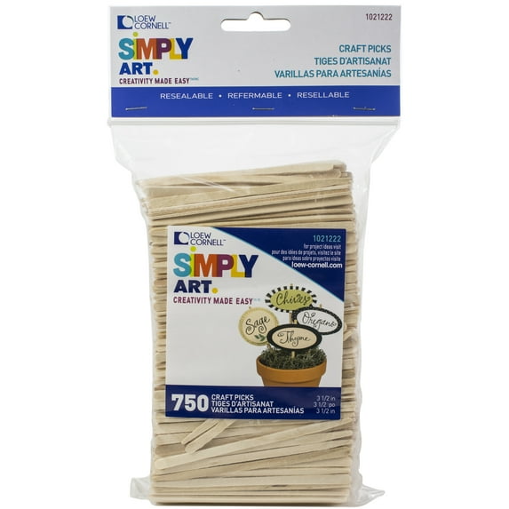 Woodsies Craft Picks-Natural 3.5" 750/Pkg, Pk 3, Loew-Cornell