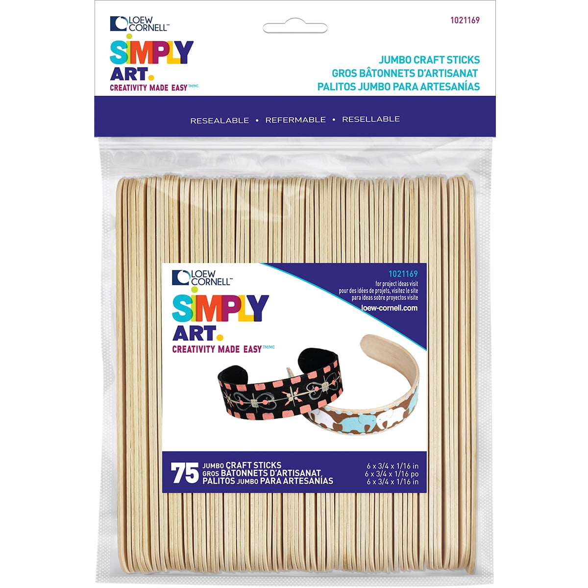 Woodsies Jumbo Craft SticksNatural 6" 75/Pkg