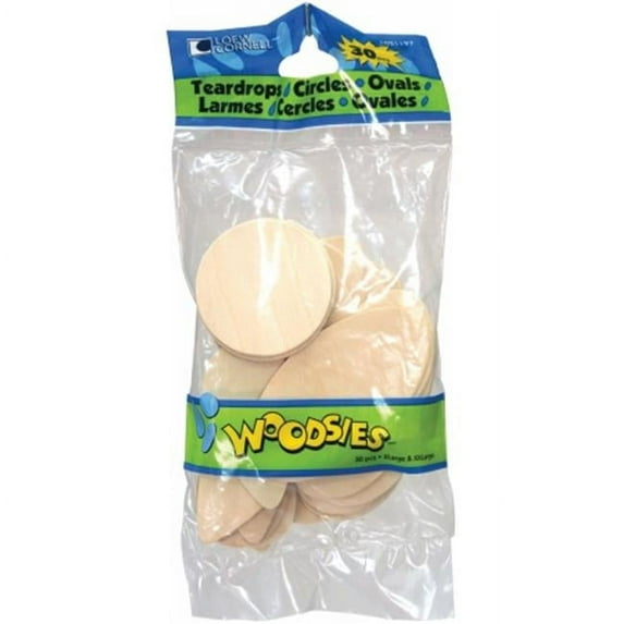 Woodsies Shapes 30/Pkg-Teardrops, Circles & Ovals, Pk 6, Loew-Cornell
