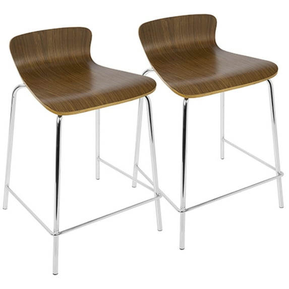 Woodstacker Contemporary Stackable Counter Stools in Walnut by LumiSource - Set of 2