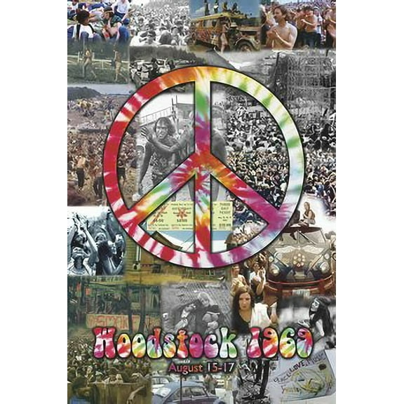 Woodstock 1969 Peace Collage Laminated Poster 24.5 x 36.5 inches