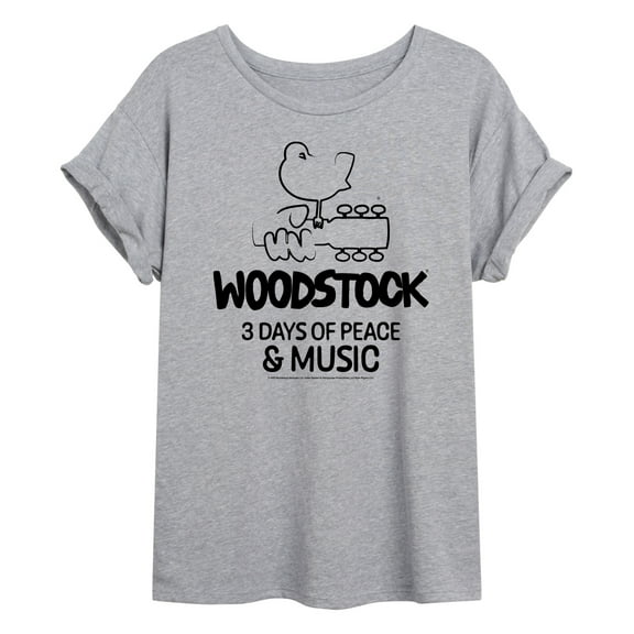 Woodstock - 3 Days of Peace & Music - Outline Drawing - Juniors Ideal Flowy Muscle T-Shirt