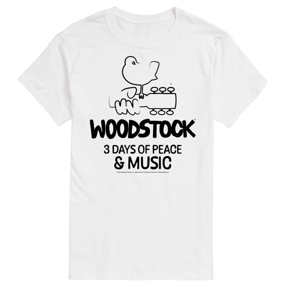 Woodstock - 3 Days of Peace & Music - Outline Drawing - Men's Short Sleeve Graphic T-Shirt