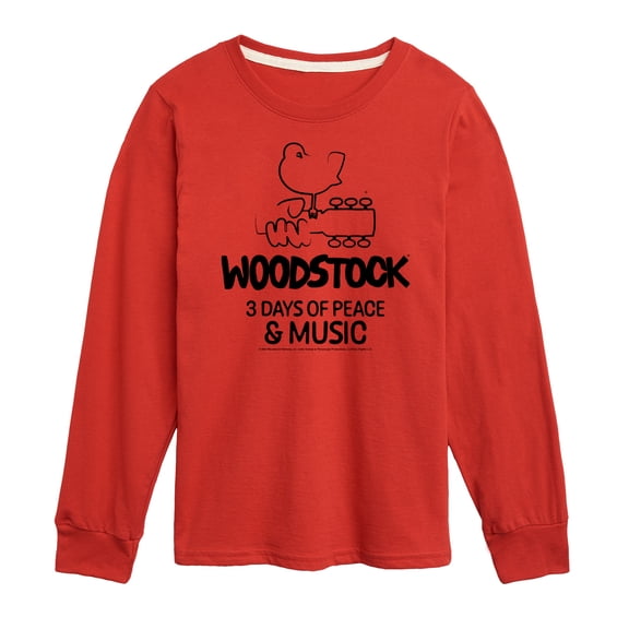 Woodstock - 3 Days of Peace & Music - Outline Drawing - Toddler & Youth Long Sleeve Graphic T-Shirt