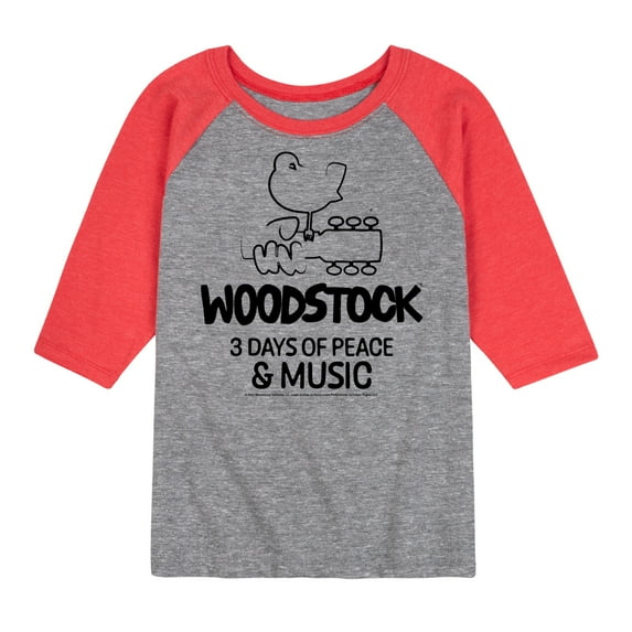 Woodstock - 3 Days of Peace & Music - Outline Drawing - Toddler & Youth Raglan Graphic T-Shirt
