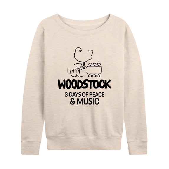 Woodstock - 3 Days of Peace & Music - Outline Drawing - Women's Lightweight French Terry Long Sleeve Shirt
