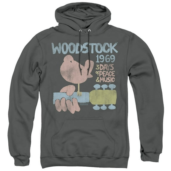 Woodstock 50 Years Dove Adult Pullover Hoodie Sweatshirt Charcoal