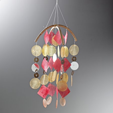 Woodstock Asli Arts 21 Inch Yellow, Red, and Gold Capiz Wind Chime