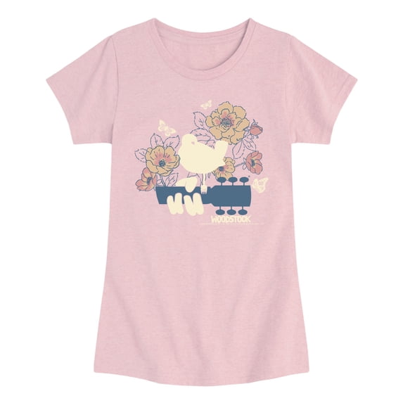 Woodstock - Botanical Guitar Girls' Fitted Short Sleeve Graphic T-Shirt