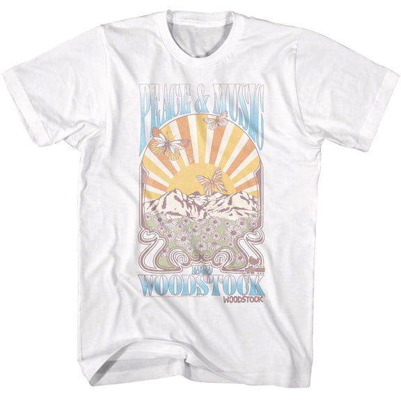 Woodstock Peace And Music Landscape White Adult T-Shirt Xl (White)