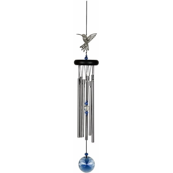 Woodstock Chimes Signature Collection, Crystal Hummingbird Chime, 18'' Decor Designs Wind Chimes for Outdoor, Patio, Home or Garden Dcor (WFHU)