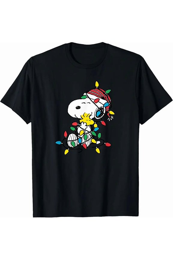 Woodstock Christmas Lights Cute Festive Holiday Cartoon Unisex T-Shirt up to size 5XL