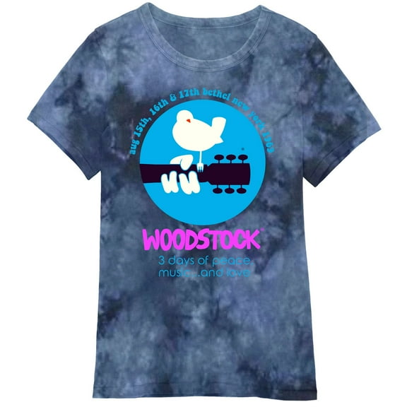 Woodstock - Circle Poster Logo Juniors Tie Dye T Shirt