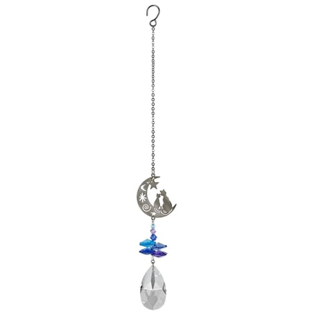 Woodstock Crystal Suncatchers, Crystal Fantasy Cats, Crystal Wind Chimes For Inside, Office, Kitchen, Living Room Décor, 4.5"L