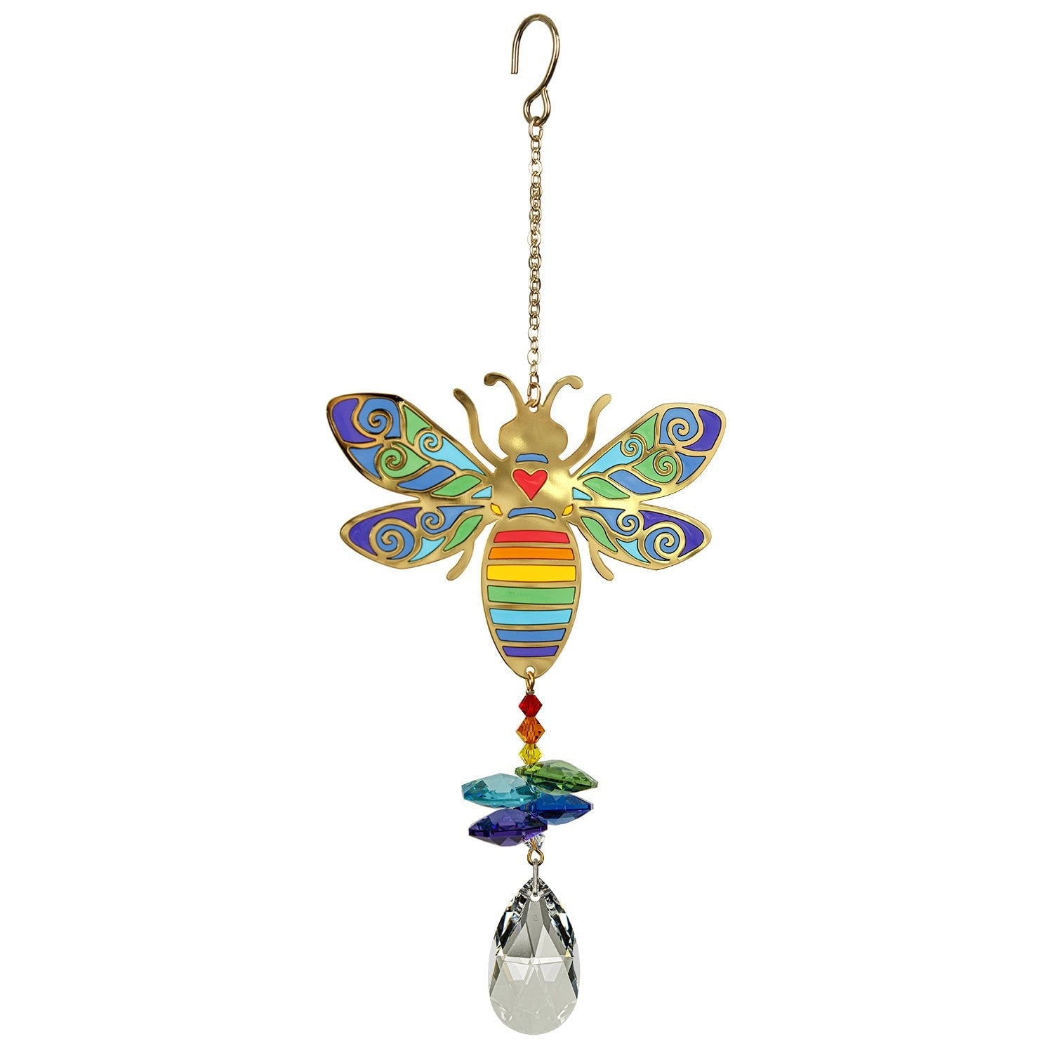 Gold and Multicolor Crystal Bumble Bee Suncatcher