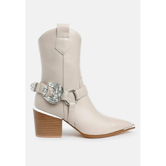 Woodstock Diamante Embellished Pin Buckle Boots