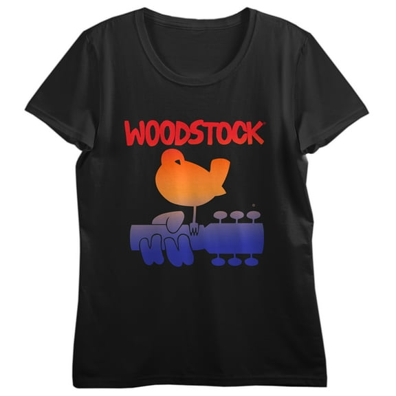 Woodstock Double Sided Poster Art Women's Black Short Sleeve Sleep Shirt-XXL