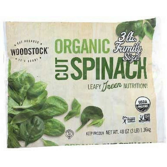 Woodstock Farms Organic Cut Spinach - Family Size, 3 Pound -- 6 per case.