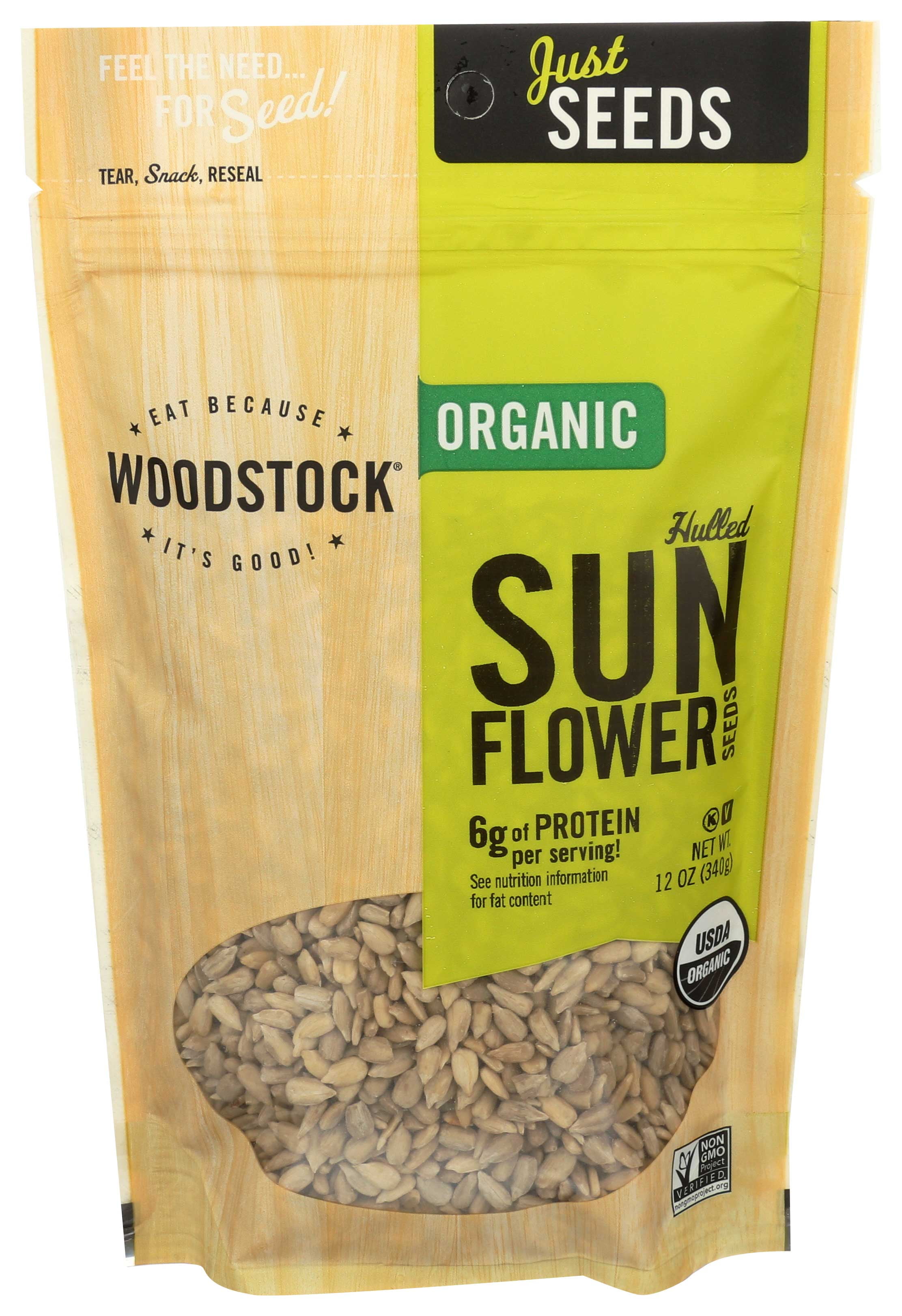 Woodstock Farms Organic Hulled Raw Sunflower Seeds, 12 Ounce -- 8 per case.