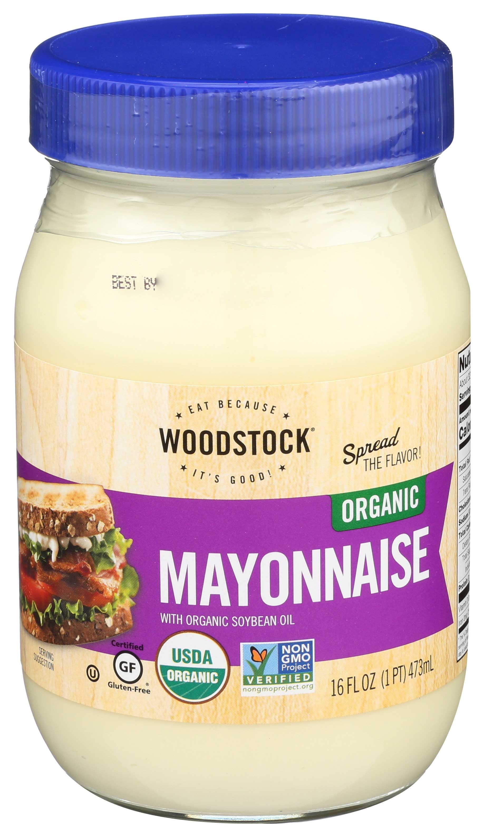 Woodstock Farms Organic Mayonnaise, 16 Ounce Jar -- 12 per case.