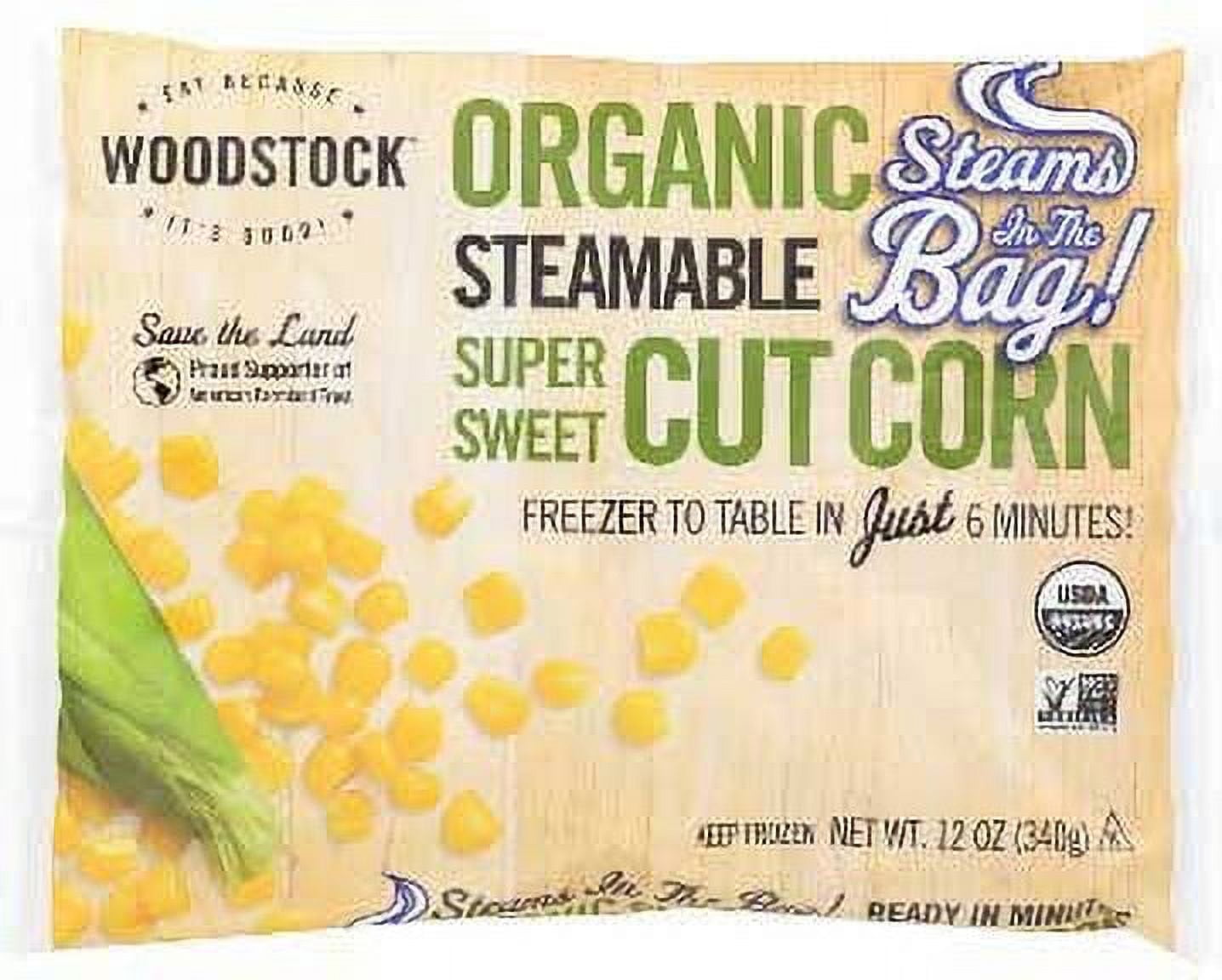 Woodstock Farms Organic Steamable Cut Corn, 12 Ounce -- 12 per case.