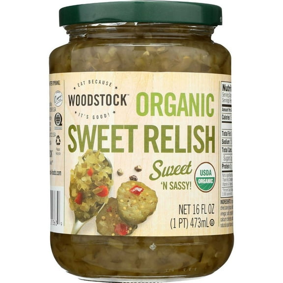 Woodstock Farms Organic Sweet Relish, 16 Ounce -- 12 per Case.