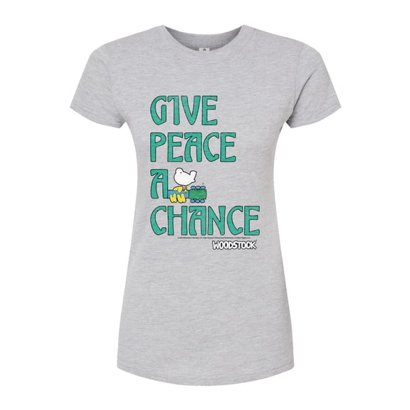 Woodstock - Give Peace A Chance - Juniors Fitted Graphic T-Shirt