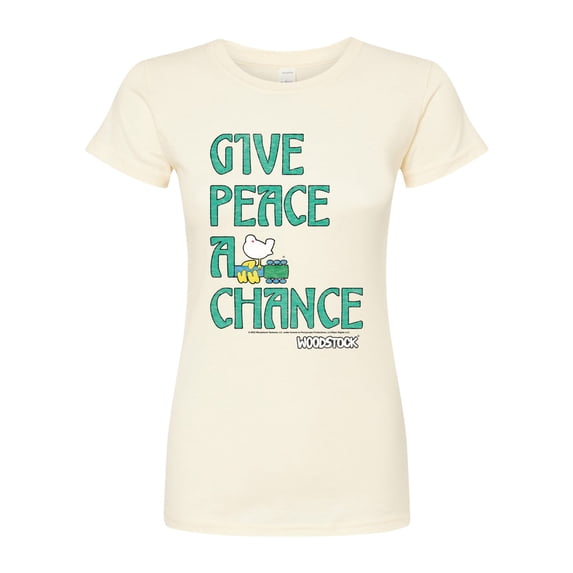 Woodstock - Give Peace A Chance - Juniors Fitted Graphic T-Shirt