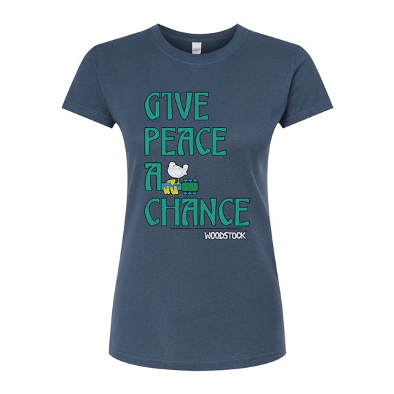 Woodstock - Give Peace A Chance - Juniors Fitted Graphic T-Shirt
